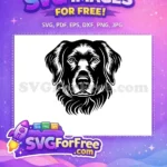Free Black White Free Retriever Dog Heads Vector Free SVG - Instant Download