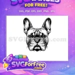 Free French Bulldog Head Free Detailed Outline Animal Pet Free SVG - Instant Download