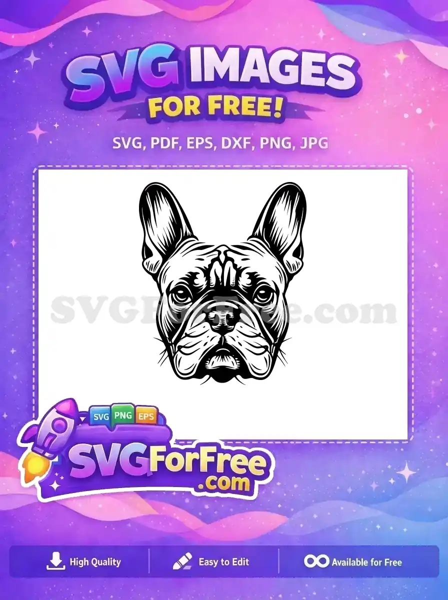 Free French Bulldog Head Free Detailed Outline Animal Pet Free SVG