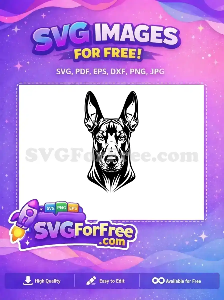 Free Black White Outline Free Upright Ears Dog Heads Vector Free SVG