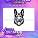Free Panting German Shepherd Free Black White Vector Design Free SVG - Instant Download