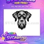 Free Black White Shaggy Dog Head Free Detailed Vector Pet Art Free SVG - Instant Download