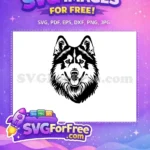 Free Happy Husky Face Free Monochrome Vector Art Dog Heads Free SVG - Instant Download