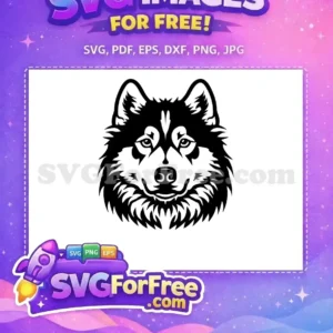 Free Black White Husky Free Detailed Vector Dog Head Free SVG