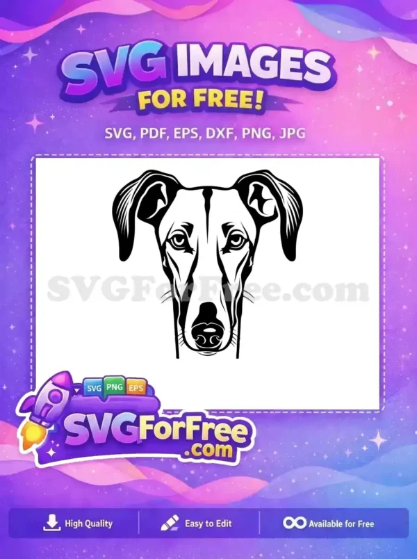 Free Elegant Greyhound Head Free Vector Art Dog Portrait Free SVG