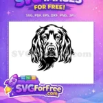 Free Elegant Long-Haired Dog Free Monochromatic Detailed Dog Head Free SVG - Instant Download