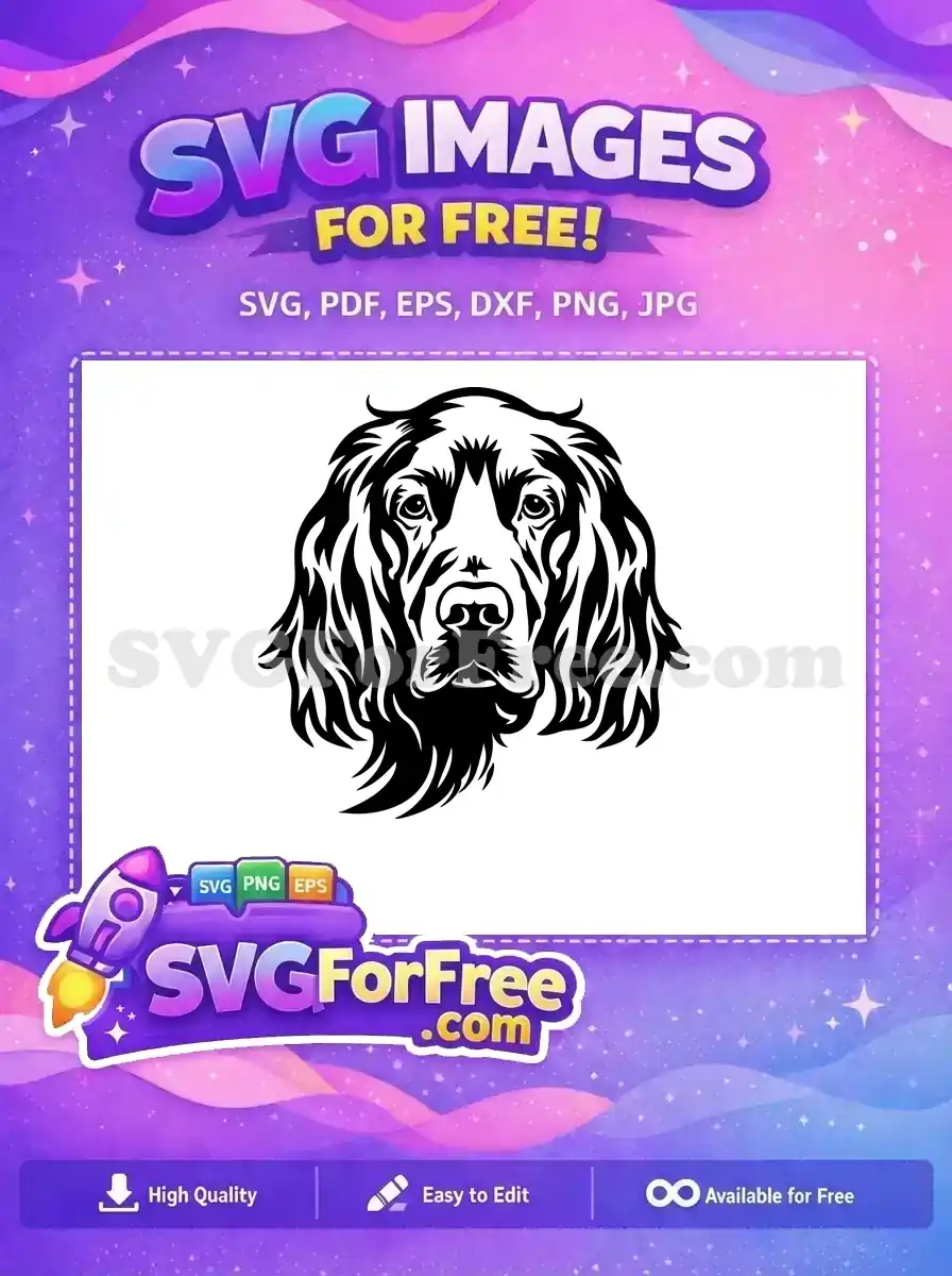 Free Elegant Long-Haired Dog Free Monochromatic Detailed Dog Head Free SVG