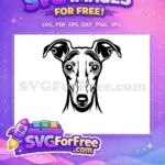 Free Elegant Greyhound Face Free Monochrome Vector Art Dog Heads Free SVG - Instant Download