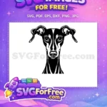 Free Black White Greyhound Free Alert Vector Dog Head Free SVG - Instant Download