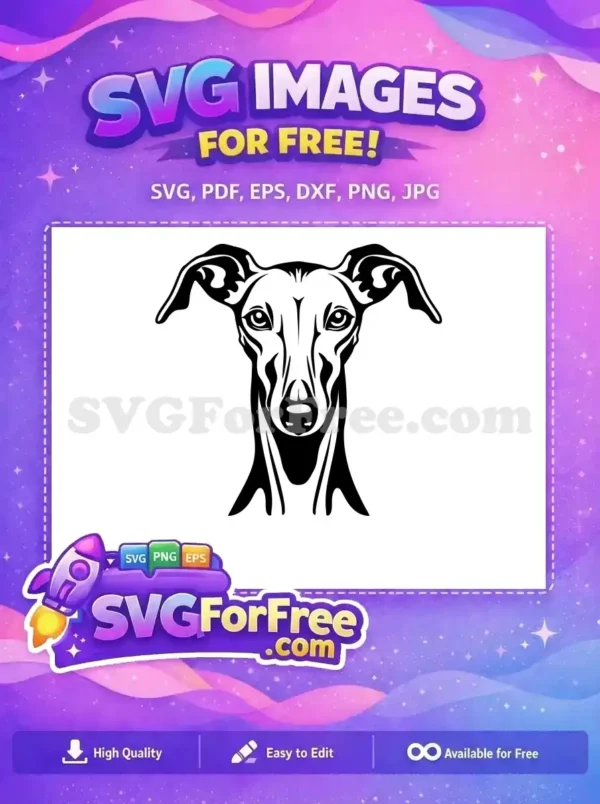 Free Elegant Black Free Alert Greyhound Dog Heads Vector Free SVG