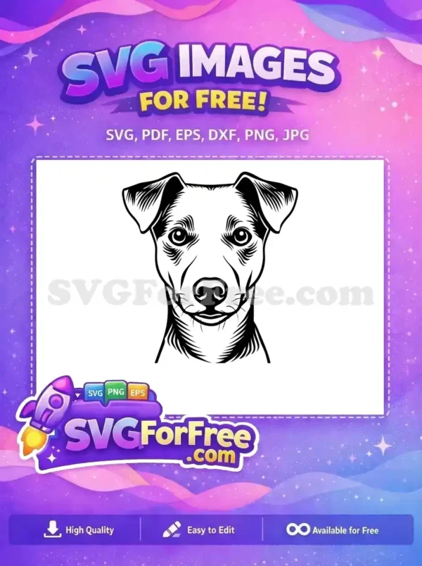 Free Happy Dog Head Free Clean Line Art Dog Head Vector Free SVG