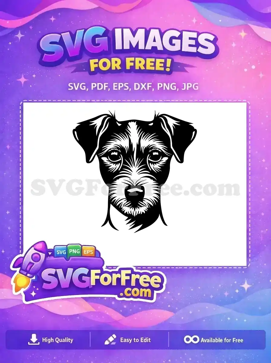 Free Black White Terrier Free Dog Head Outline Vector Art Free SVG