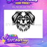 Free Regal Black White Fluffy Dog Free Detailed Vector Art Dog Heads Free SVG - Instant Download