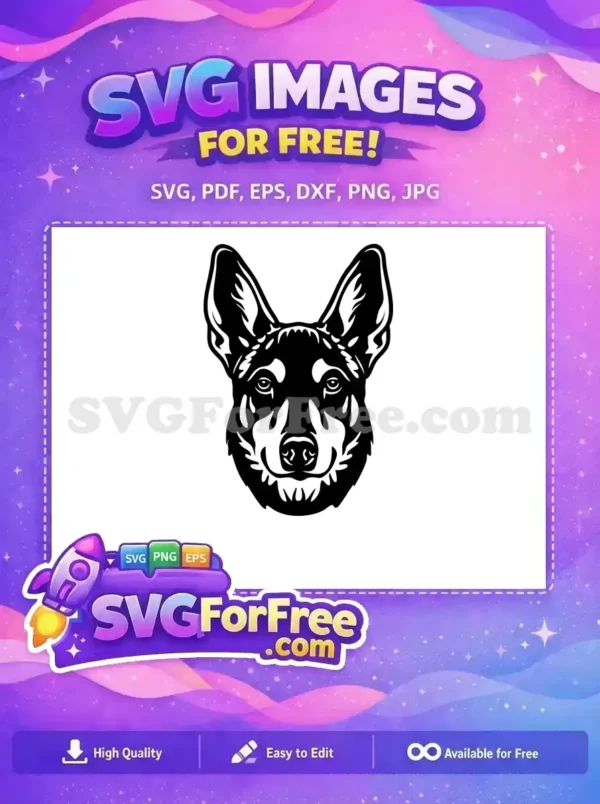 Free Black White Shepherd Free Detailed Dog Head Vector Design Free SVG