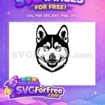 Free Black White Husky Free Friendly Face Dog Head Vector Free SVG - Instant Download