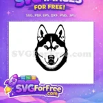 Free Black White Husky Free Calm Expression Vector Dog Heads Free SVG - Instant Download