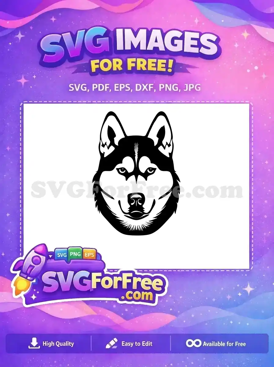 Free Black White Husky Free Calm Expression Vector Dog Heads Free SVG