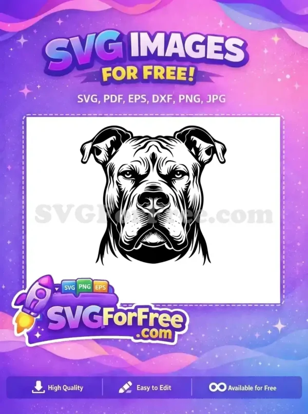 Free Powerful Pitbull Free Black White Vector Art Free SVG