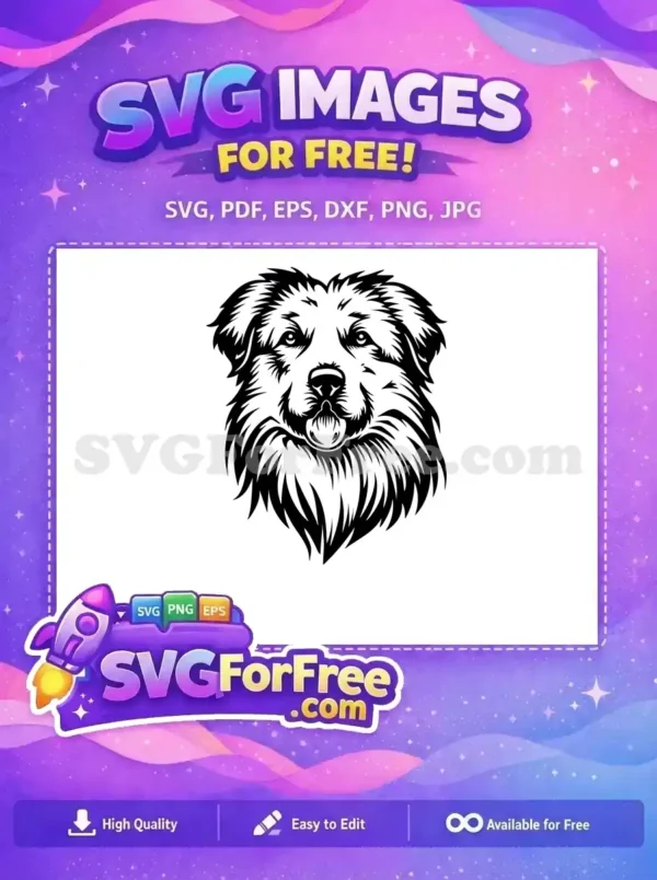 Free Bold Black Dog Head Free Shaggy Furry Canine Vector Art Free SVG