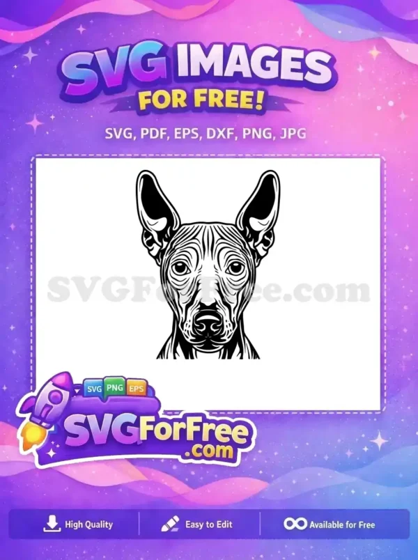 Free Hairless Dog Free Alert Face Vector Art Free SVG
