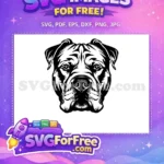 Free Mastiff Head Free Vector Outline Canine Art Free SVG - Instant Download