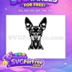 Free Black White Dog Free Alert Face Chihuahua Vector Free SVG - Instant Download