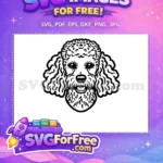 Free Happy Poodle Face Free Curly Outline Dog Vector Free SVG - Instant Download