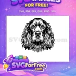 Free Intricate Black White Free Elegant Spaniel Head Dog Heads Vector Free SVG - Instant Download