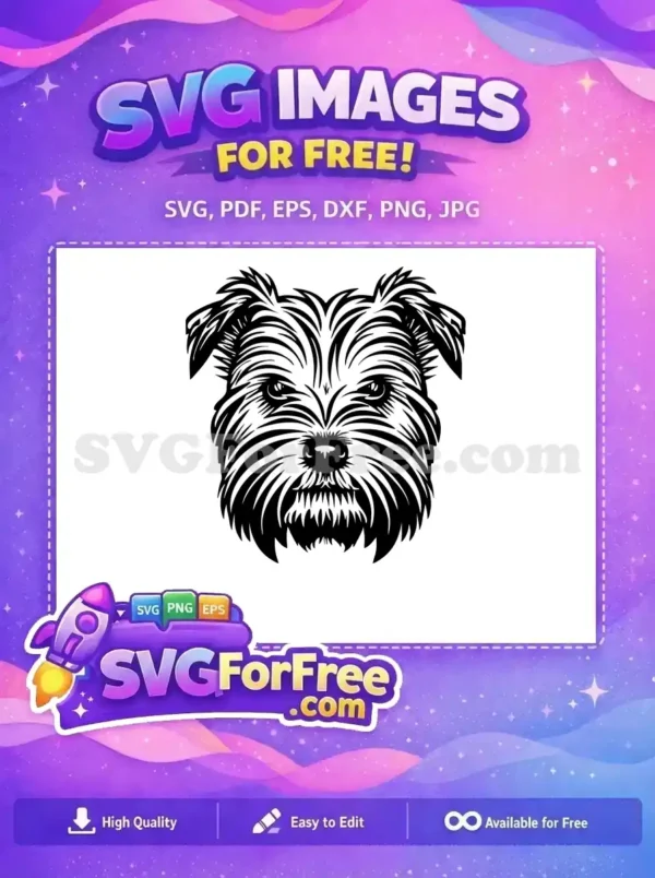 Free Shaggy Black Free White Expressive Dog Heads Vector Free SVG