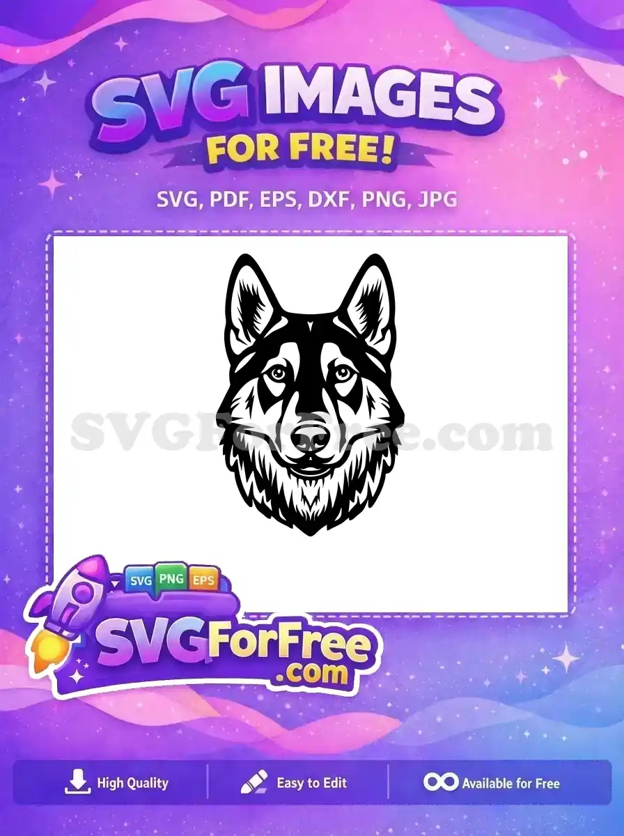 Free Black White Husky Free Vector Dog Head Free SVG
