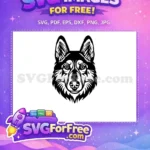 Free Majestic German Shepherd Free Bold Black Outline Dog Heads Vector Free SVG - Instant Download