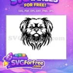 Free Shaggy Dog Free Cute Face Pekingese Vector Free SVG - Instant Download