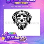Free Shaggy Haired Free Detailed Canine Art Dog Head Design Free SVG - Instant Download