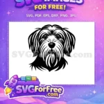 Free Black White Shaggy Dog Free Cute Puppy Vector Free SVG - Instant Download