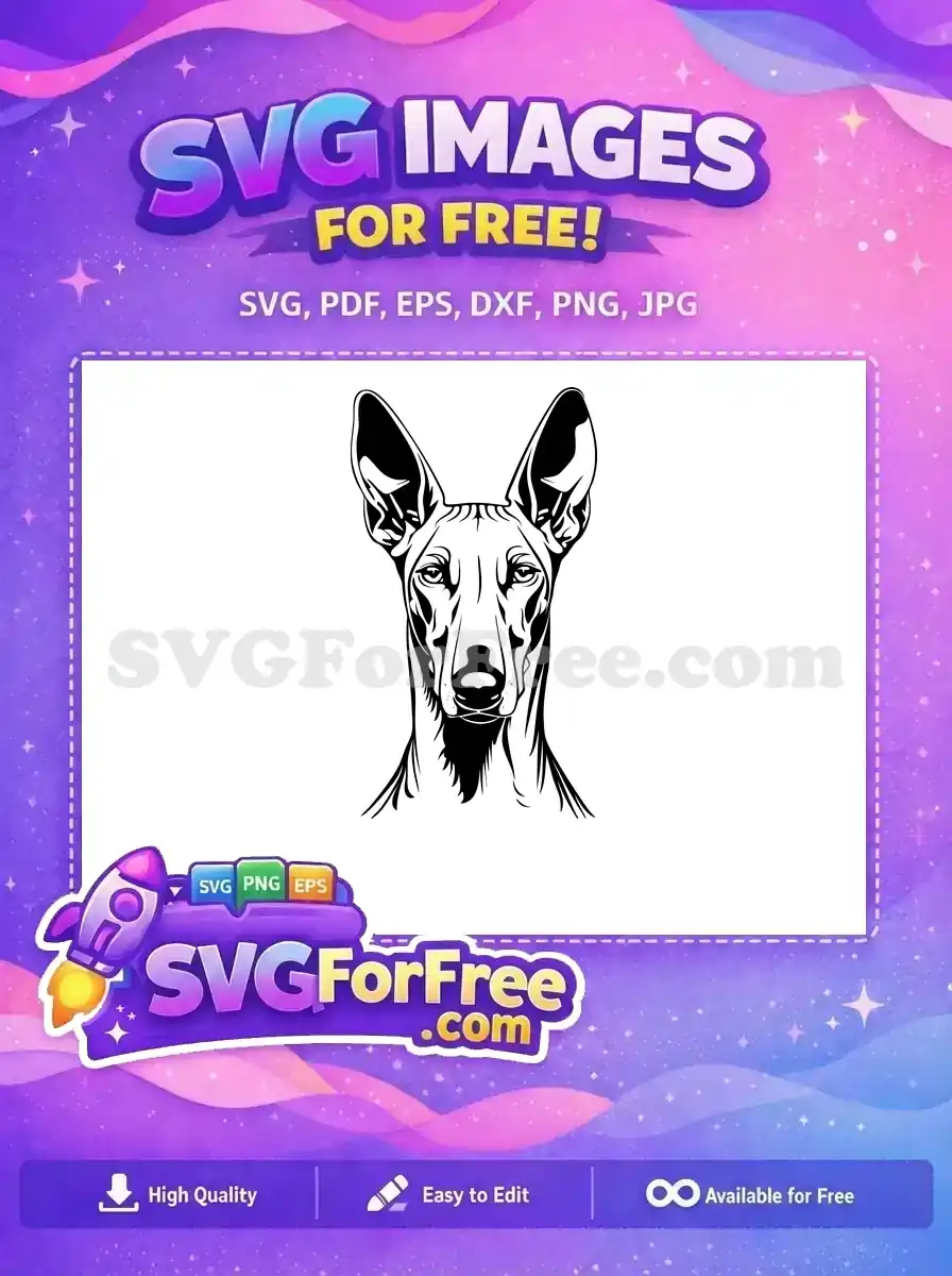 Free Black Dog Free Tall Ears Vector Art Free SVG