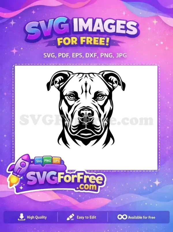 Free Powerful Free Pitbull Dog Heads Free SVG