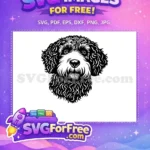 Free Fluffy Poodle Head Free Monochrome Pet Design Dog Heads Free SVG - Instant Download