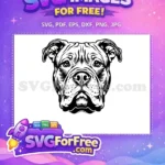 Free Strong Bulldog Face Free Monochrome Canine Vector Dog Lover Free SVG - Instant Download