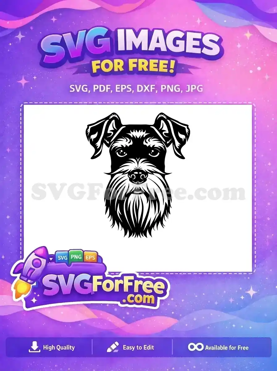 Free Black Schnauzer Head Free Bushy Beard Dog Heads Vector Free SVG