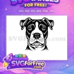Free Black White Pitbull Free Vector Outline Dog Head Free SVG - Instant Download