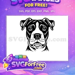 Free Black White Pitbull Free Vector Outline Dog Head Free SVG