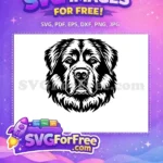 Free Majestic Newfoundland Dog Free Detailed Black White Vector Art Free SVG - Instant Download