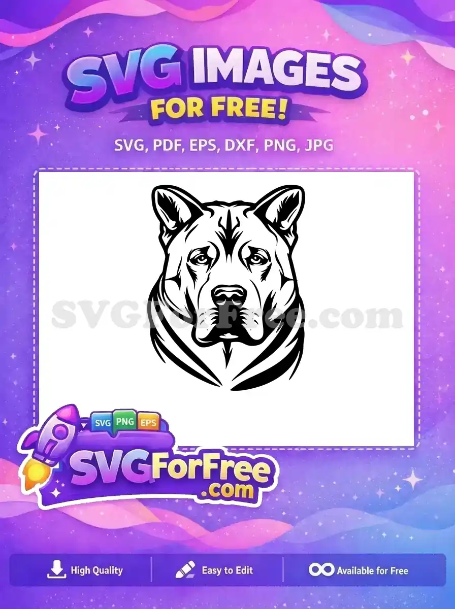 Free Akita Head Free Bold Outline Dog Heads Free SVG