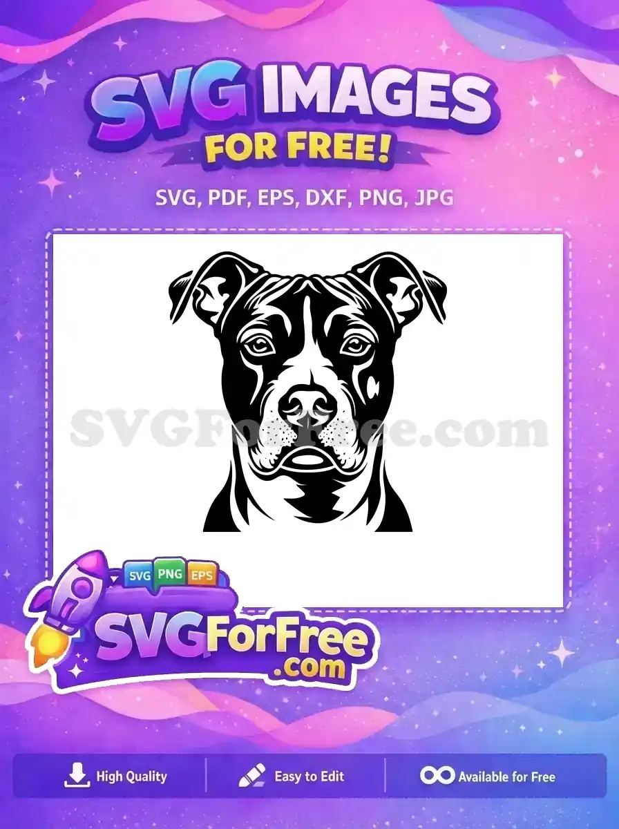 Free Black Pitbull Free Head Design Vector Art Free SVG