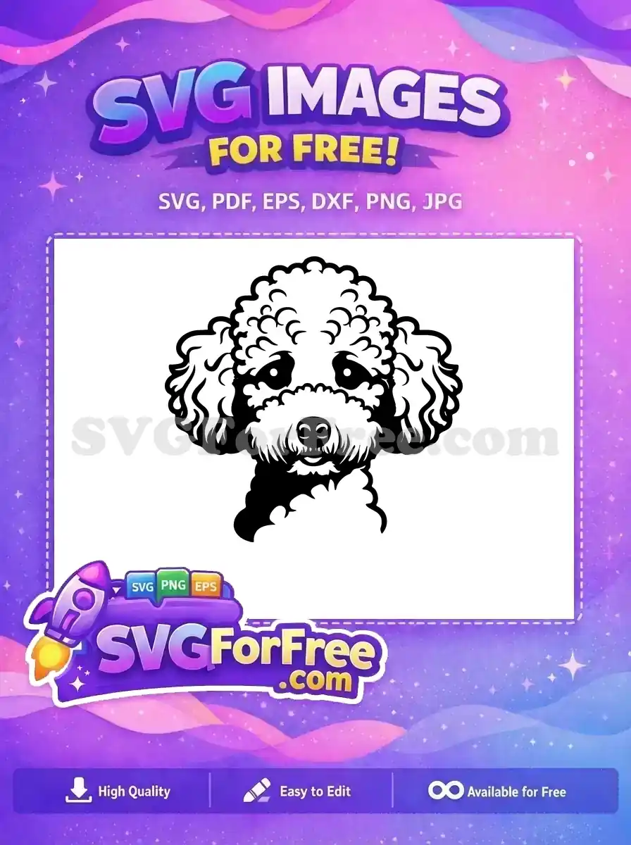 Free Curly Poodle Dog Head Free Black Silhouette Animal Lover Free SVG