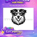 Free Border Collie Free Smiling Black White Vector Art Free SVG - Instant Download