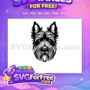 Free Black Shaggy Fur Free Cute Terrier Face Dog Head Vector Free SVG