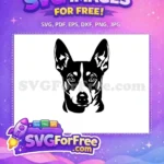 Free Black and White Free Pointed Ears Dog Head Silhouette Free SVG - Instant Download
