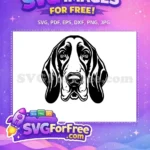 Free Black White Basset Hound Free Dog Vector Free SVG - Instant Download