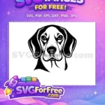 Free Monochromatic Dog Head Free Sad Hound Face Vector Free SVG - Instant Download
